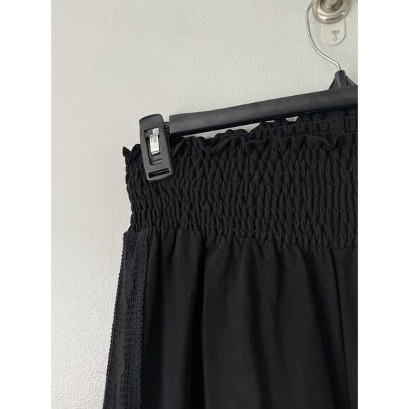 NWT Mr. Buho Black Flowy Smocked High Rise Wide Leg Crochet Beach Pants Large - Picture 5 of 10